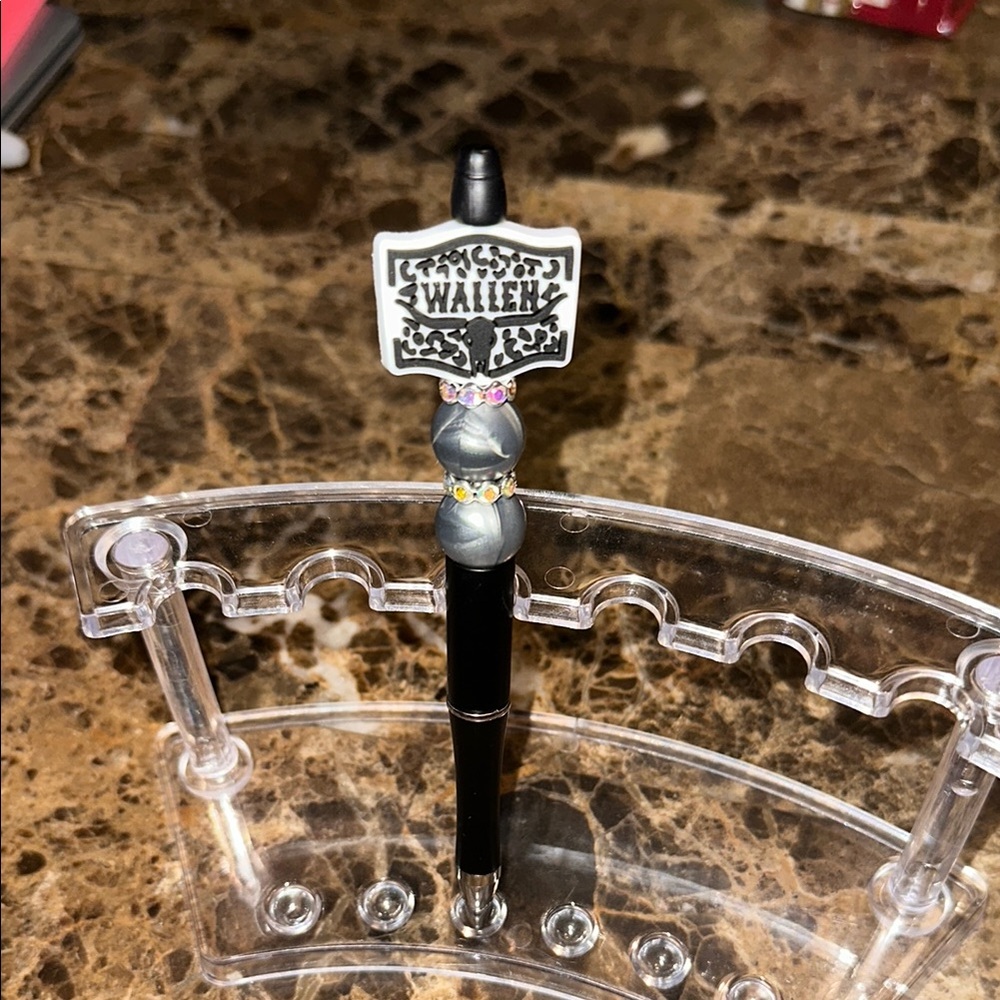 Black and Gray Beaded Pen